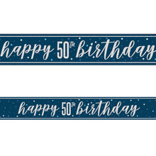 Load image into Gallery viewer, Blue Glitz 50th Birthday Banner
