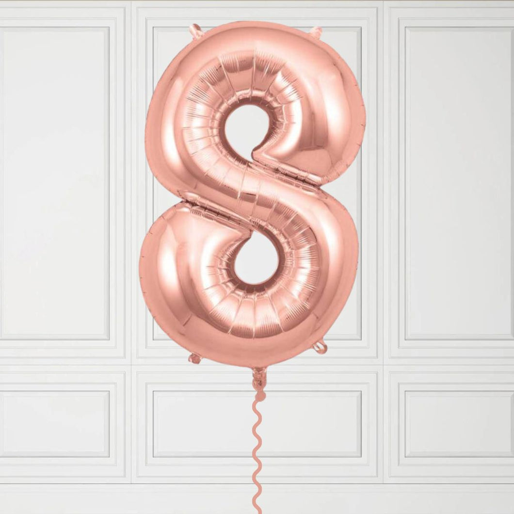 Large Rose Gold Number 8 Balloon