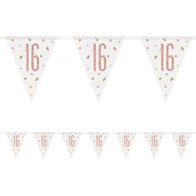 Load image into Gallery viewer, Rose Gold Glitz 16th Birthday Flag Bunting
