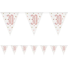 Load image into Gallery viewer, Rose Gold Glitz 30th Birthday Flag Bunting
