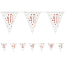 Load image into Gallery viewer, Rose Gold Glitz 40th Birthday Flag Bunting
