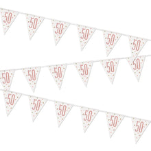 Load image into Gallery viewer, Rose Gold Glitz 50th Birthday Flag Bunting
