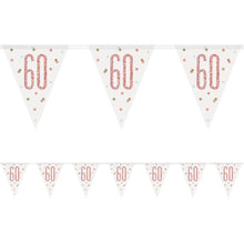 Load image into Gallery viewer, Rose Gold Glitz 60th Birthday Flag Bunting
