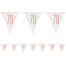 Load image into Gallery viewer, Rose Gold Glitz 70th Birthday Flag Bunting
