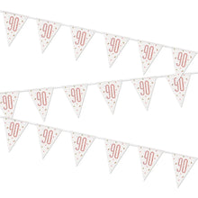 Load image into Gallery viewer, Rose Gold Glitz 90th Birthday Flag Bunting
