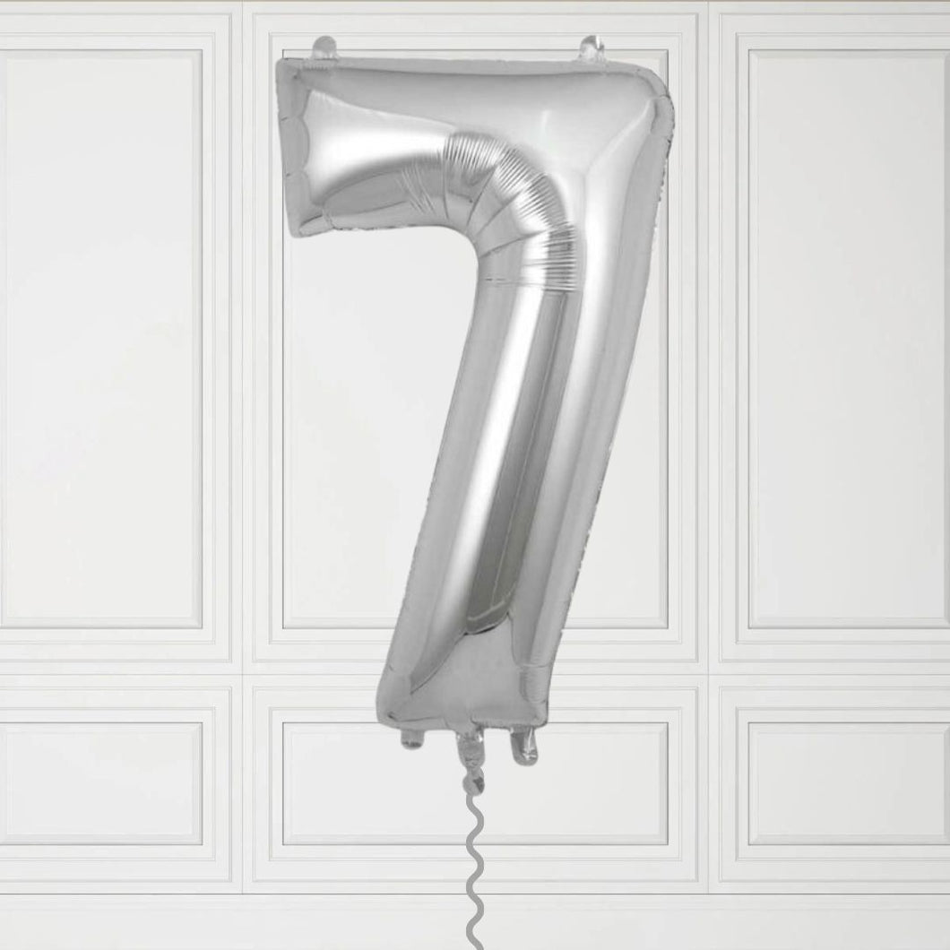 Large Silver Number 7 Balloon