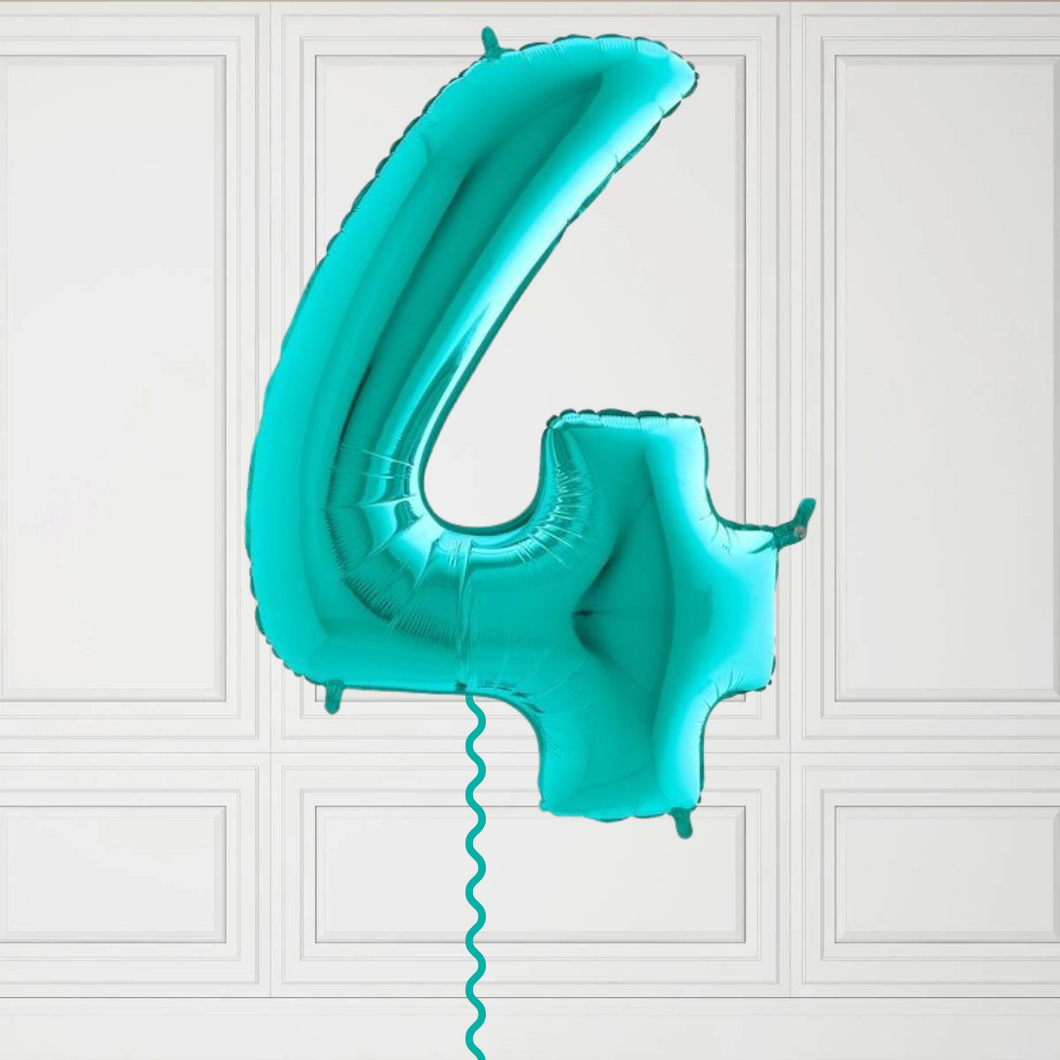 Large Turquoise Number 4 Balloon