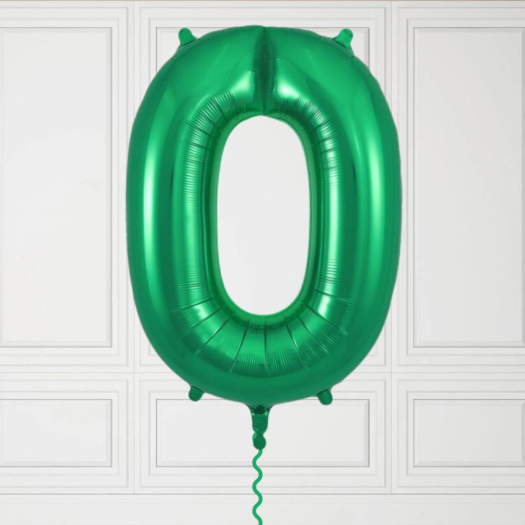 Large Green Number 0 Balloon