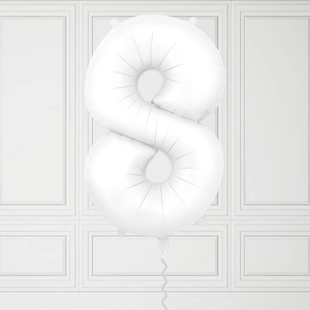 Large White Number 8 Balloon