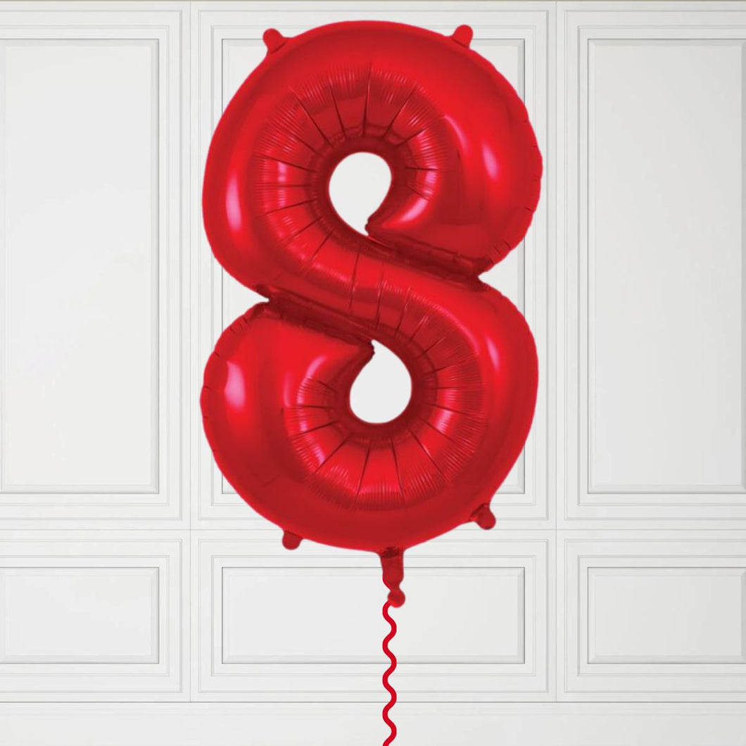 Large Red Number 8 Balloon