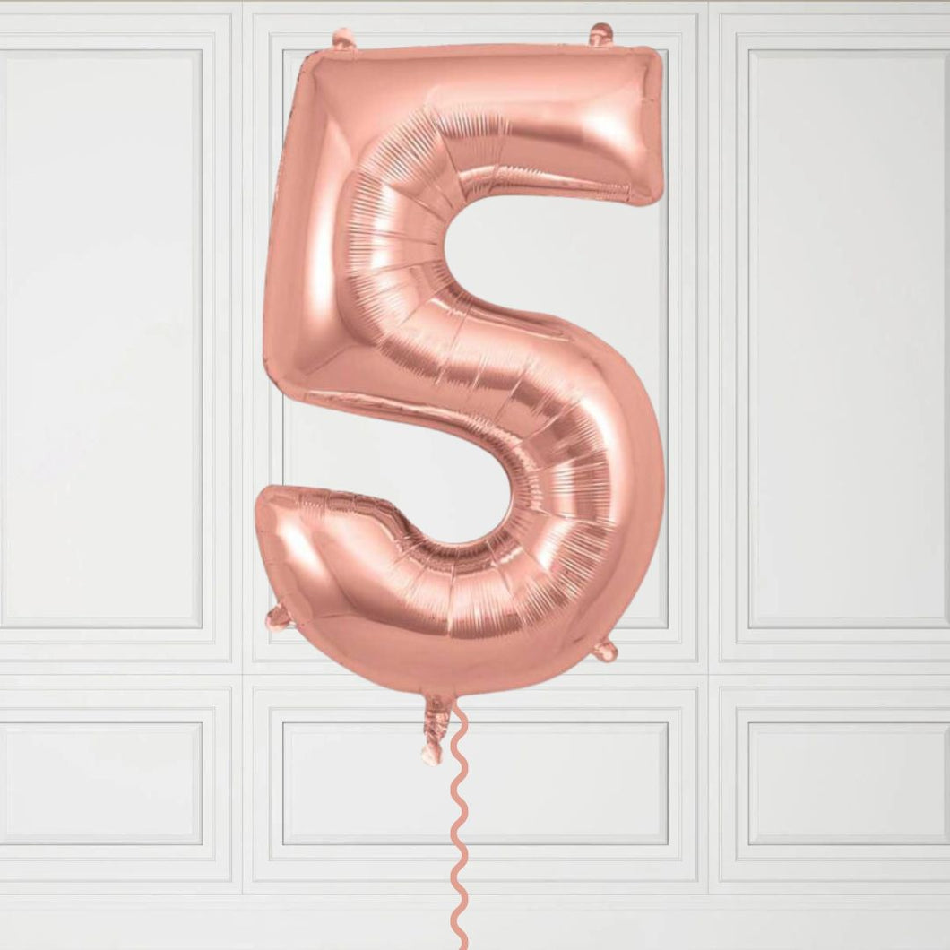 Large Rose Gold Number 5 Balloon