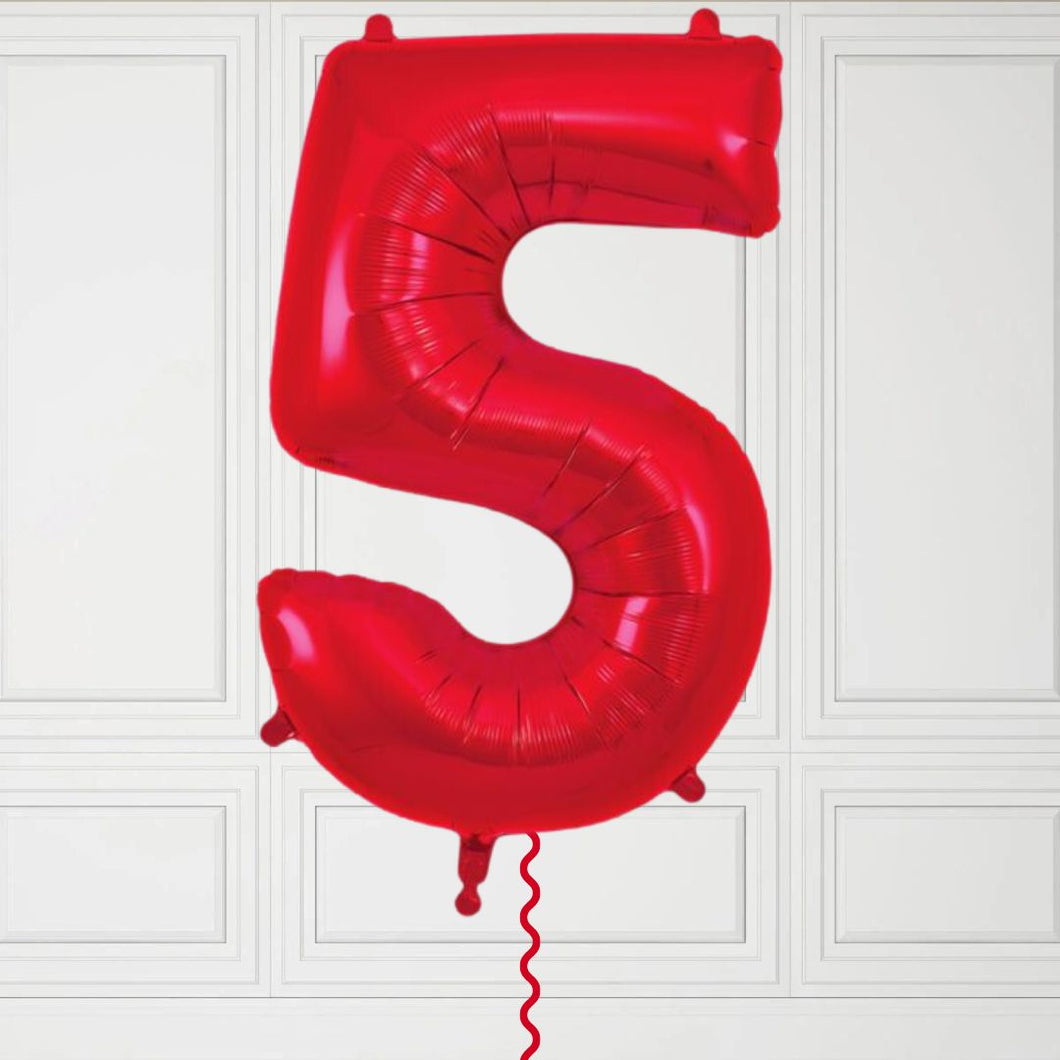 Large Red Number 5 Balloon