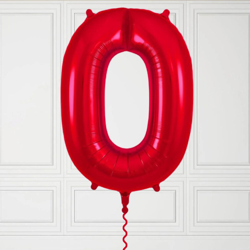 Large Red Number 0 Balloon