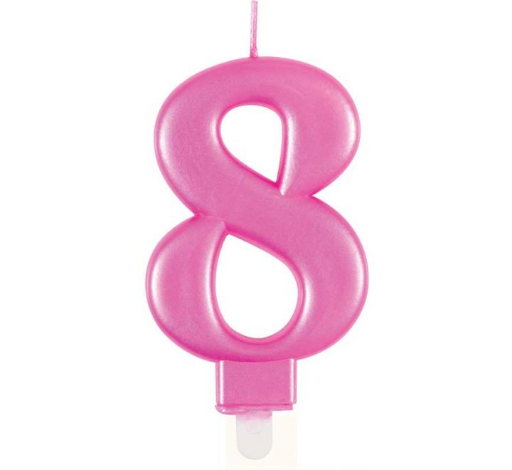 Pink Number 8 Candle