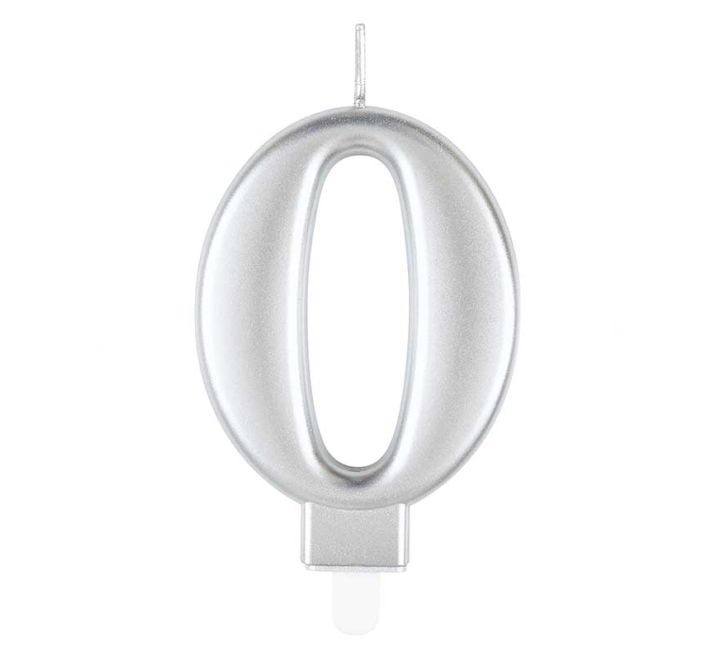 Silver Number 0 Candle