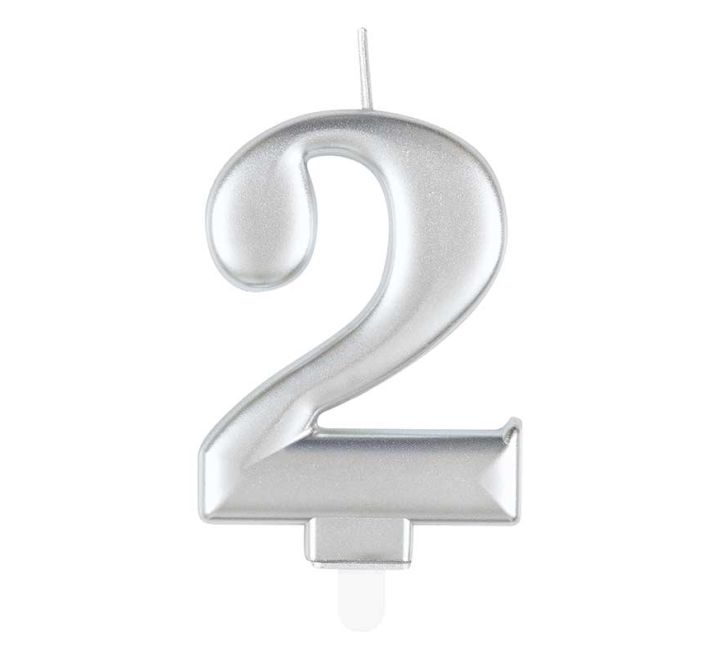 Silver Number 2 Candle