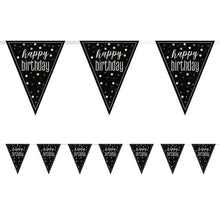 Load image into Gallery viewer, Black Glitz Happy Birthday Flag Bunting
