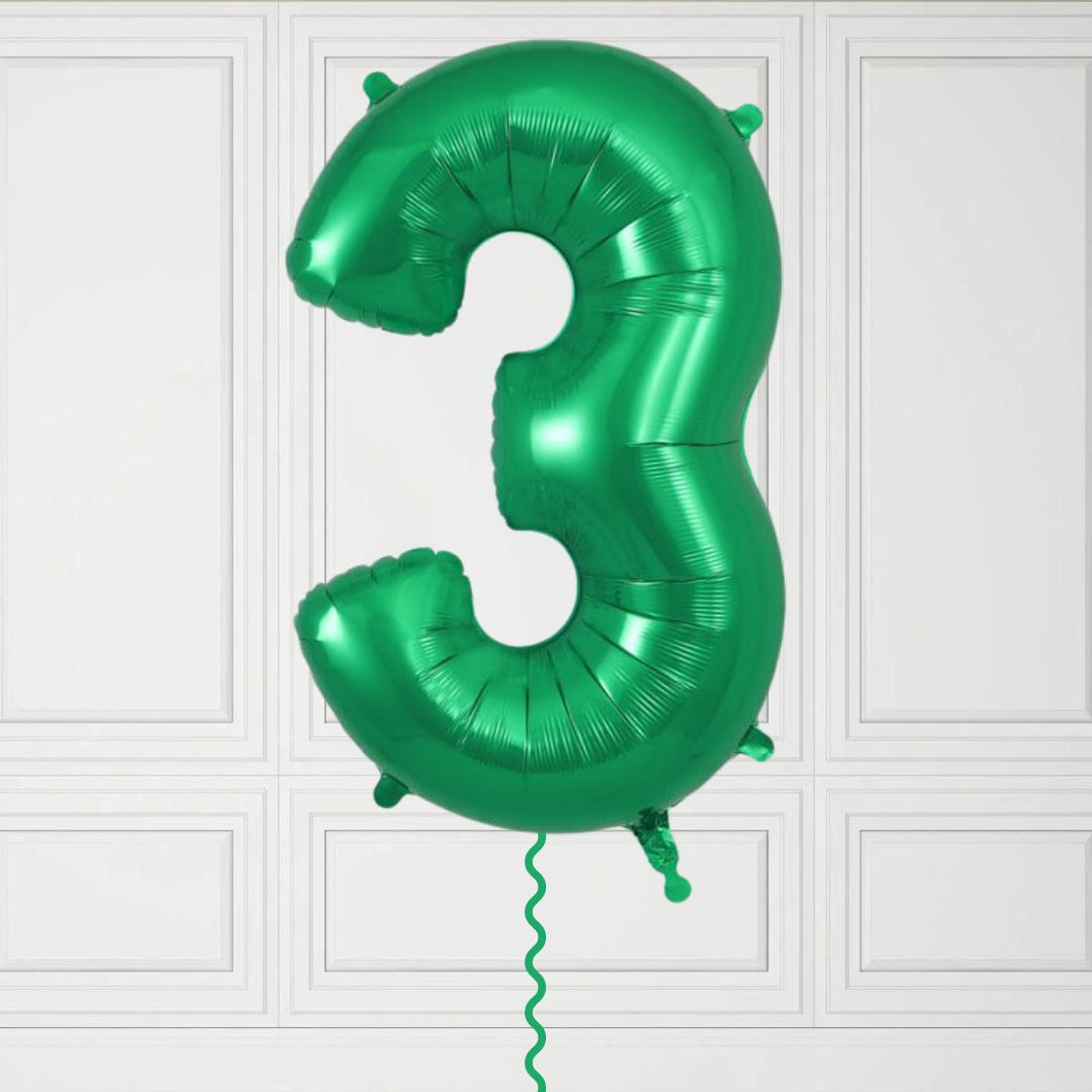 Large Green Number 3 Balloon