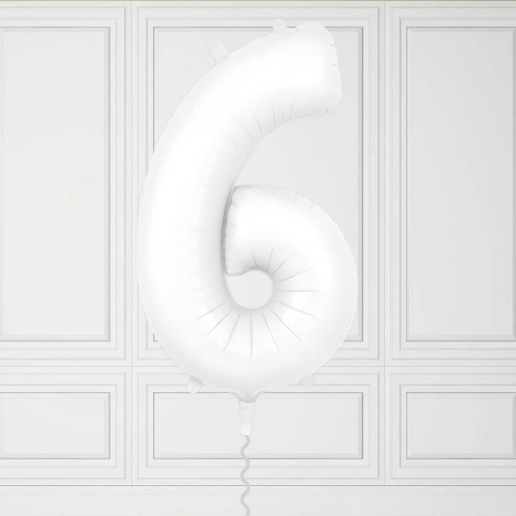 Large White Number 6 Balloon