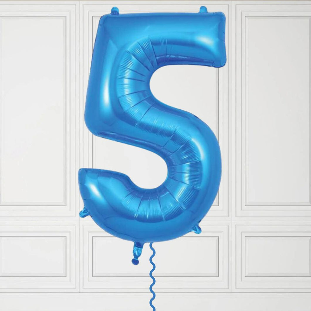 Large Blue Number 5 Balloon