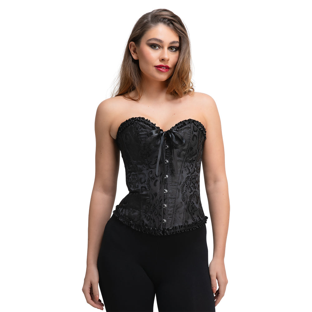 IN-STORE ONLY Black Embossed Satin Corset