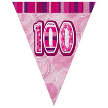 Load image into Gallery viewer, Pink Glitz 100th Birthday Flag Bunting
