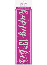 Load image into Gallery viewer, Pink Glitz 13th Birthday Banner
