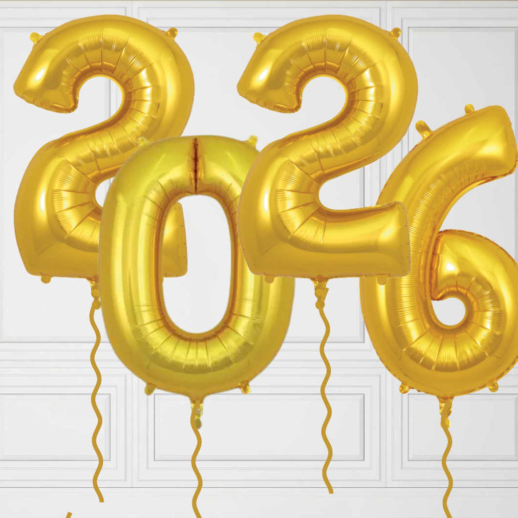 Set of '2026' Large Gold Number Balloons