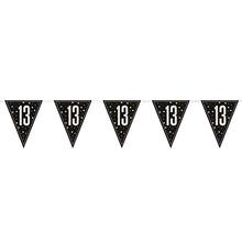 Load image into Gallery viewer, Black Glitz 13th Birthday Flag Bunting
