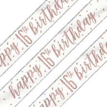 Load image into Gallery viewer, Rose Gold Glitz 16th Birthday Banner
