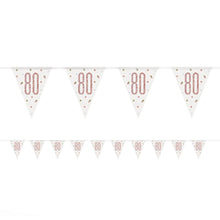 Load image into Gallery viewer, Rose Gold Glitz 80th Birthday Flag Bunting
