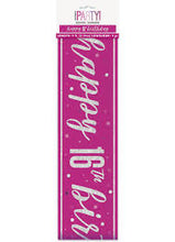 Load image into Gallery viewer, Pink Glitz 16th Birthday Banner
