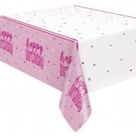 Pink Glitz Happy Birthday Tablecover