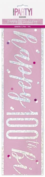 Pink Glitz 100th Birthday Banner