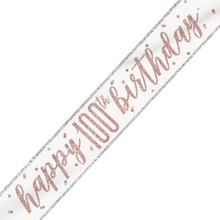 Load image into Gallery viewer, Rose Gold Glitz 100th Birthday Banner
