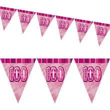 Load image into Gallery viewer, Pink Glitz 100th Birthday Flag Bunting
