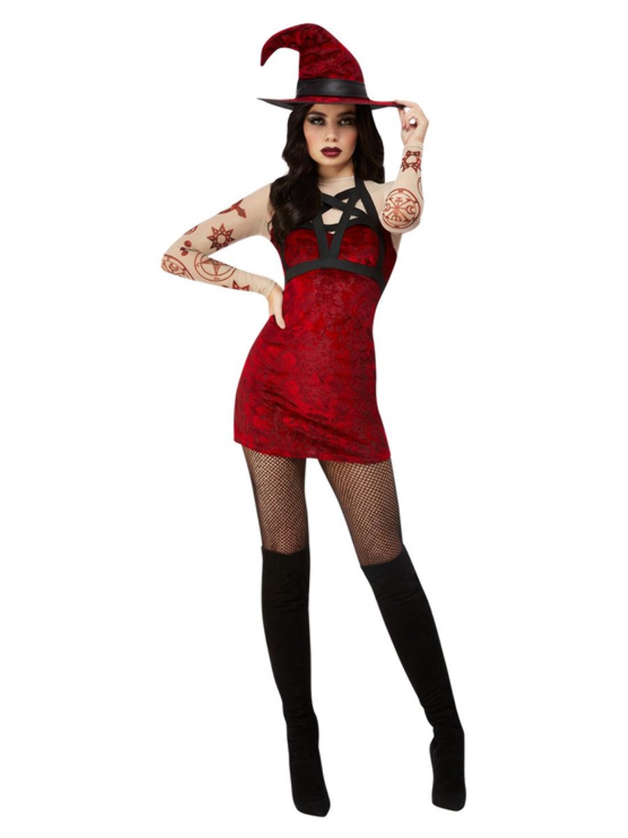 Fever Satanic Witch Costume, Red