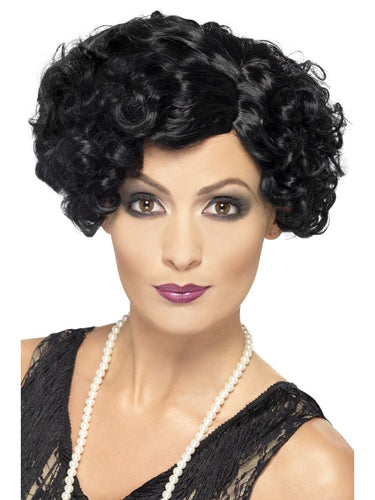 20s Flirty Flapper Wig, Short, Black