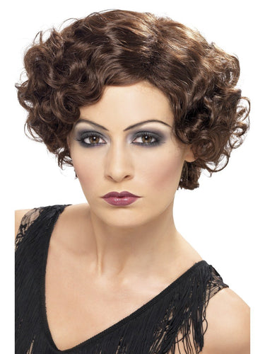 20s Flirty Flapper Wig, Short, Brown 