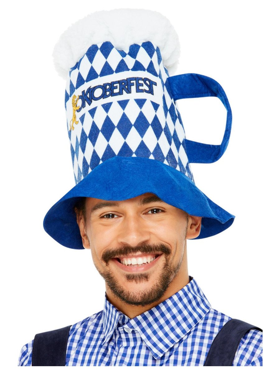 Oktoberfest Beer Hat Blue & White Chequered Oktoberfest Beer Hat Blue & White Chequered