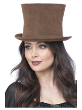 Load image into Gallery viewer, Deluxe Authentic Victorian Top Hat, Brown
