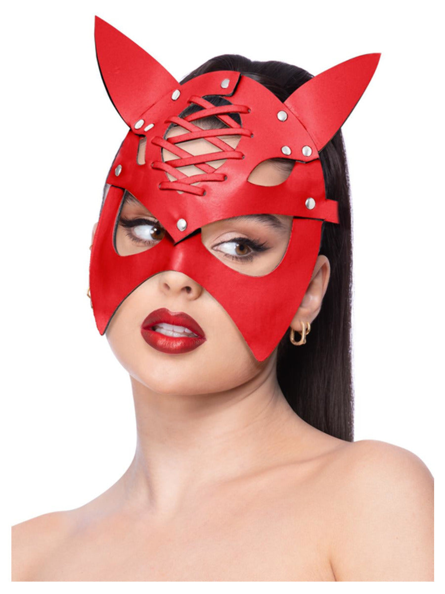 Fever Red Mock Leather Devil Mask