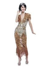 Load image into Gallery viewer, Deluxe 20s Sequin Gold Flapper Costume
