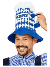 Load image into Gallery viewer, Oktoberfest Beer Hat, Blue &amp; White Chequered Alternate
