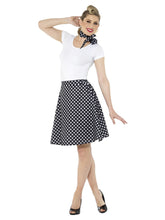 Load image into Gallery viewer, Adults Black 50s Polka Dot Skirt
