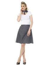 Load image into Gallery viewer, Adults Black 50s Polka Dot Skirt
