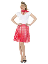 Load image into Gallery viewer, Adults Red 50s Polka Dot Skirt
