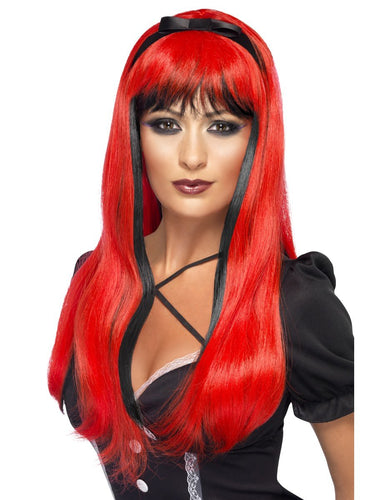 Bewitching Wig, Red & Black