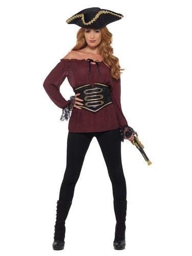 Deluxe Pirate Shirt, Ladies, Burgundy