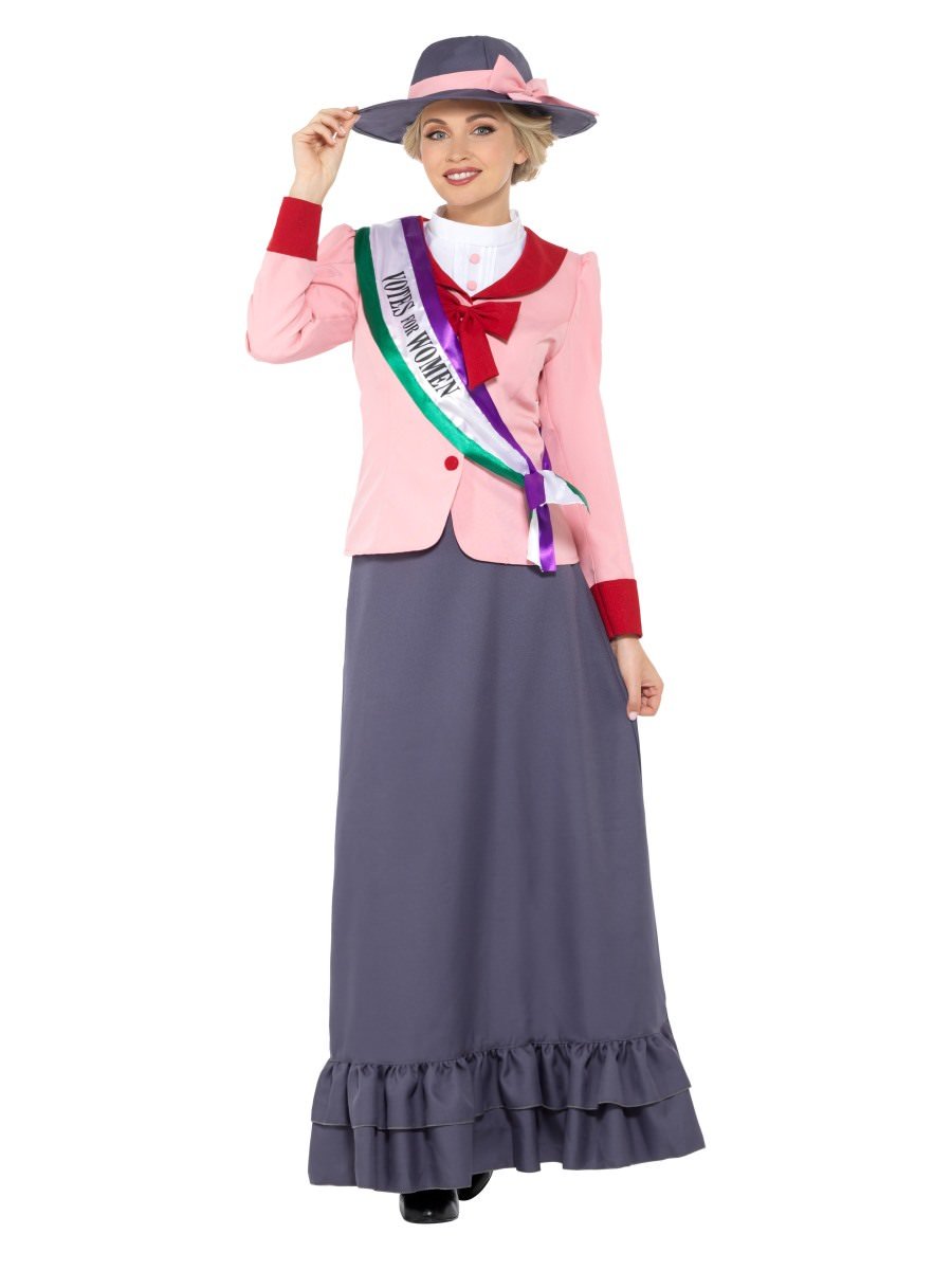 Deluxe Victorian Suffragette Costume Adult Grey Pink